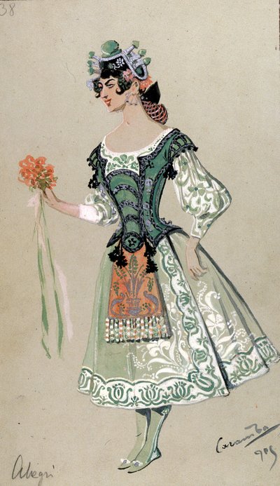 Kostümentwurf für Barbarina, aus "Die Hochzeit des Figaro" von Wolfgang Amadeus Mozart, 1905 von Luigi Sapelli Caramba